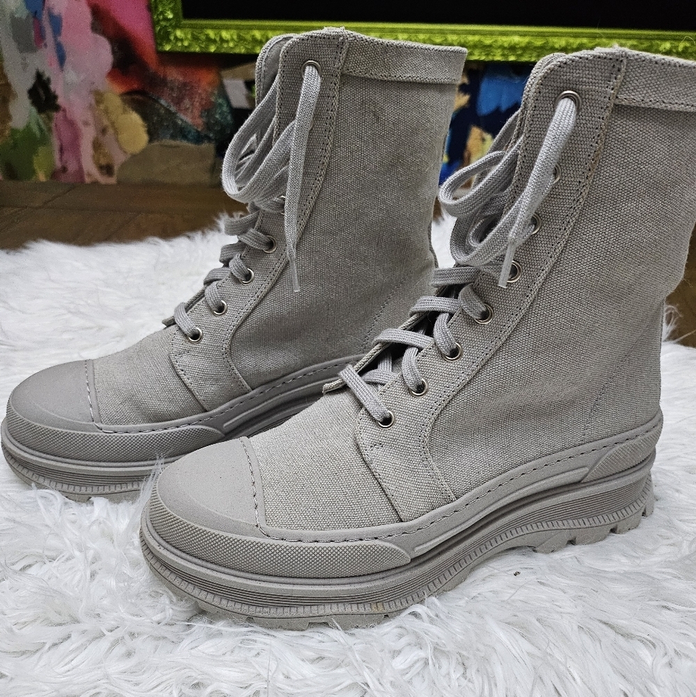 Free People Light Gray Lace-Up Boots - Picture 3 of 6